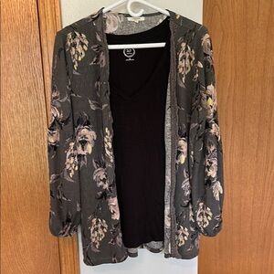 Maurices Floral Gray and Black Tunic Top